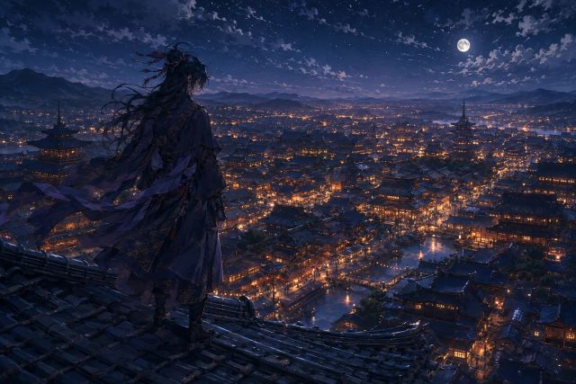 京都夜幕 · 梦境插画