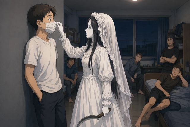 屏住呼吸的宿舍夜晚 · 完整封面插画
