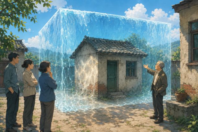 悬浮水墙 · 完整封面插画