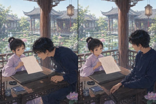 稍退斜看，纸上才显出字迹
